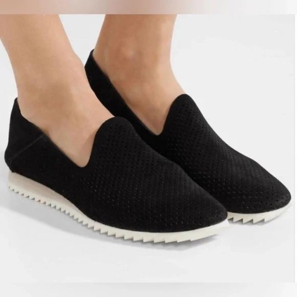 Pedro Garcia Cristiane Black Perforated Suede‎ Slip On Loafer Sz 37.5/US 7.5